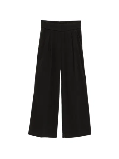 James Perse Ribbed Waist Wide Leg Pants In Black