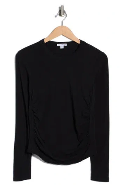 James Perse Ruched Long Sleeve Top In Black