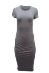 James Perse Ruched T-shirt Dress In Grey Cotton In Grey