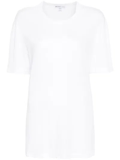 James Perse Scallop-edge Cotton T-shirt In White