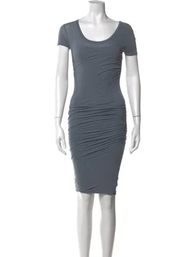 Pre-owned James Perse Scoop Neck Knee-length Dress In Blue