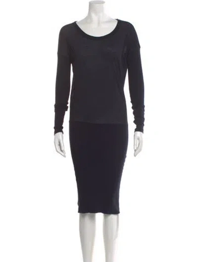 Pre-owned James Perse Scoop Neck Knee-length Dress In Gray