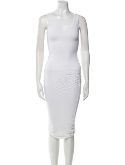 Pre-owned James Perse Scoop Neck Knee-length Dress In White