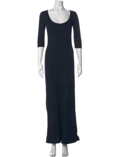 Pre-owned James Perse Scoop Neck Long Dress In Blue