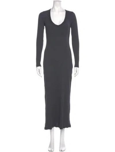 Pre-owned James Perse Scoop Neck Long Dress In Gray