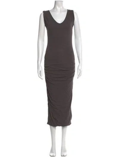 Pre-owned James Perse Scoop Neck Long Dress In Gray