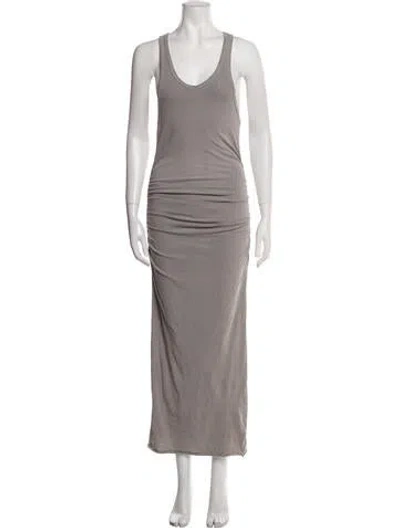 Pre-owned James Perse Scoop Neck Long Dress In Gray