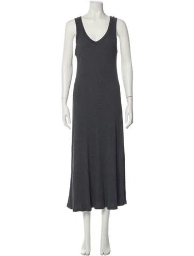 Pre-owned James Perse Scoop Neck Long Dress In Gray