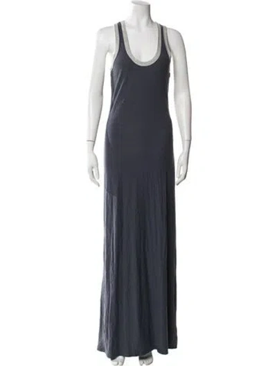 Pre-owned James Perse Scoop Neck Long Dress In Gray