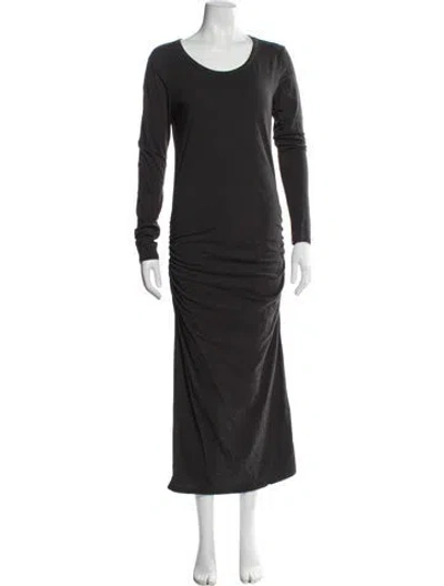 Pre-owned James Perse Scoop Neck Long Dress In Gray