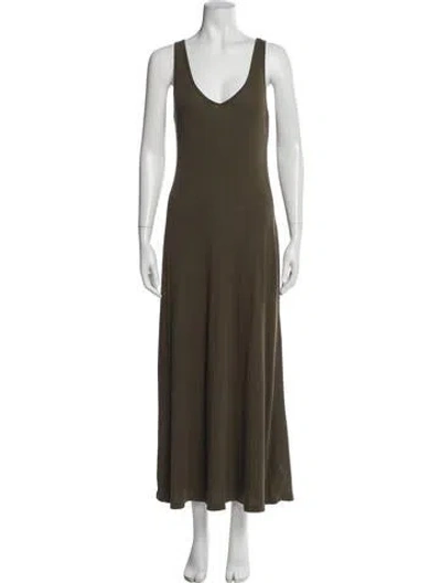 Pre-owned James Perse Scoop Neck Long Dress In Green