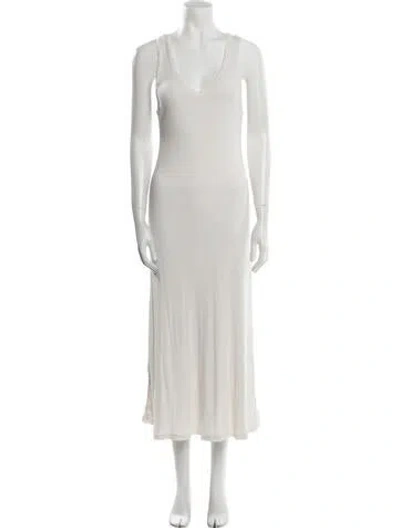 Pre-owned James Perse Scoop Neck Long Dress In Neutral