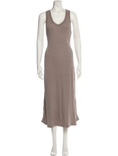Pre-owned James Perse Scoop Neck Long Dress In Neutral