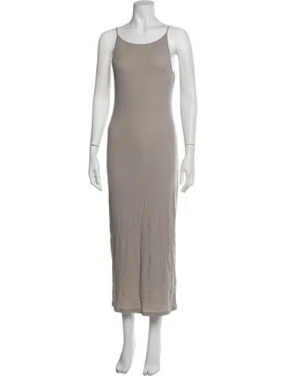 Pre-owned James Perse Scoop Neck Long Dress In Neutrals