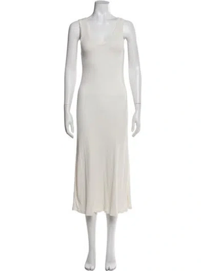 Pre-owned James Perse Scoop Neck Long Dress In White