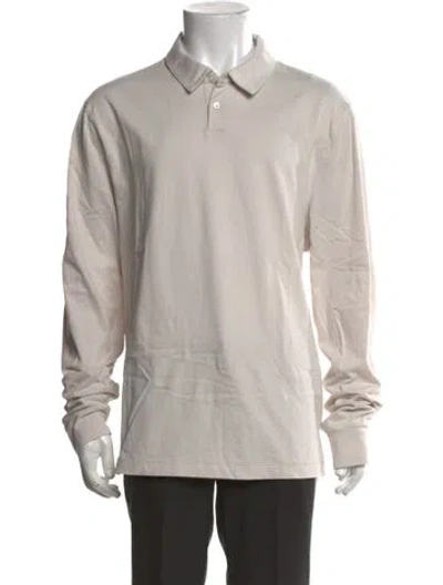 Pre-owned James Perse Scoop Neck Long Sleeve Polo Shirt W/ Tags In Neutral