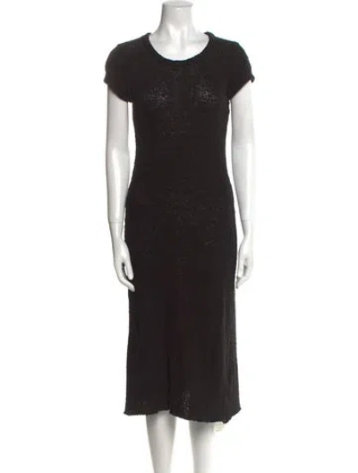 Pre-owned James Perse Scoop Neck Midi Length Dress In Black