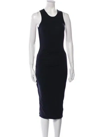 Pre-owned James Perse Scoop Neck Midi Length Dress In Black