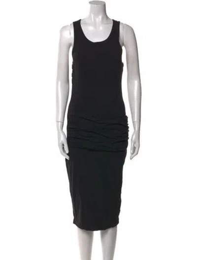 Pre-owned James Perse Scoop Neck Midi Length Dress In Black