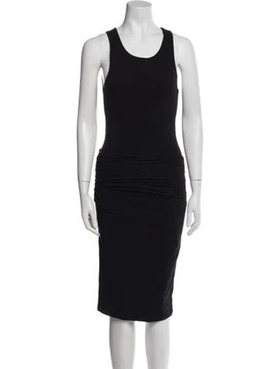 Pre-owned James Perse Scoop Neck Midi Length Dress In Black