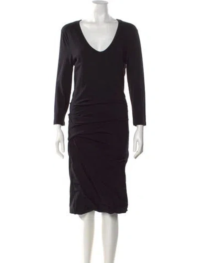 Pre-owned James Perse Scoop Neck Midi Length Dress In Black