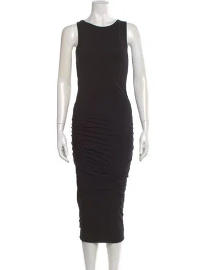 Pre-owned James Perse Scoop Neck Midi Length Dress In Black