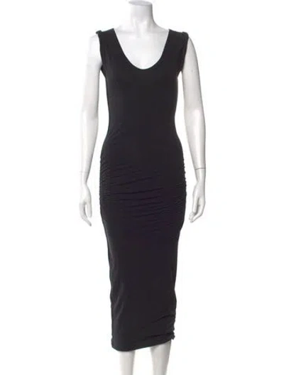 Pre-owned James Perse Scoop Neck Midi Length Dress In Black