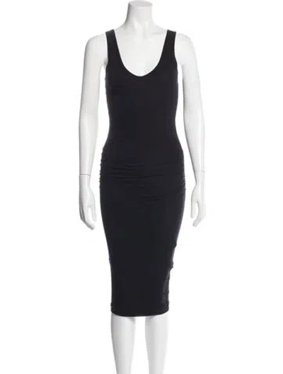 Pre-owned James Perse Scoop Neck Midi Length Dress In Black
