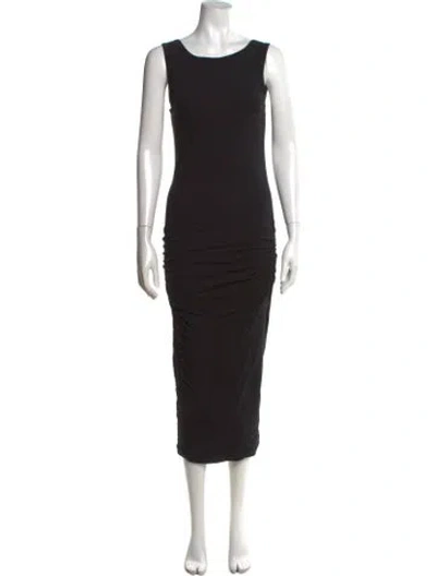 Pre-owned James Perse Scoop Neck Midi Length Dress In Black