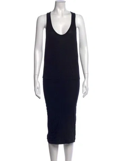 Pre-owned James Perse Scoop Neck Midi Length Dress In Black