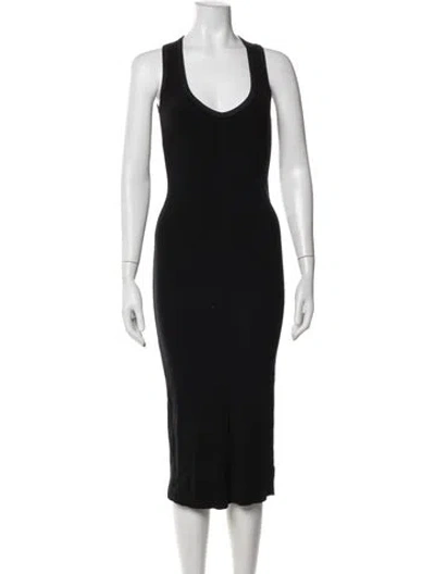 Pre-owned James Perse Scoop Neck Midi Length Dress In Black
