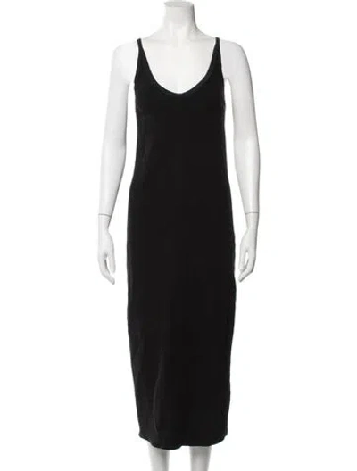 Pre-owned James Perse Scoop Neck Midi Length Dress In Black