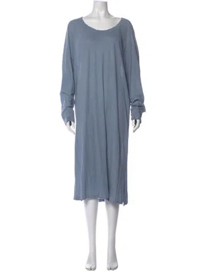 Pre-owned James Perse Scoop Neck Midi Length Dress In Blue