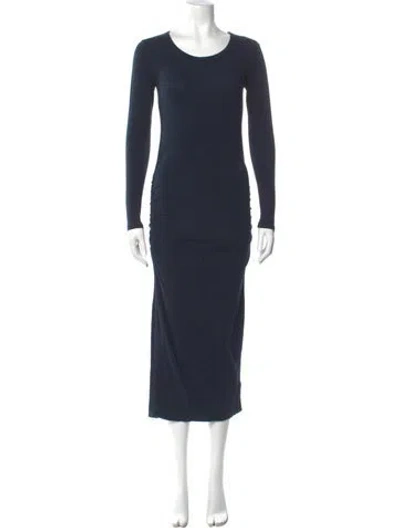 Pre-owned James Perse Scoop Neck Midi Length Dress In Blue
