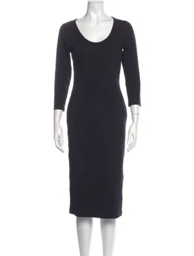 Pre-owned James Perse Scoop Neck Midi Length Dress In Blue