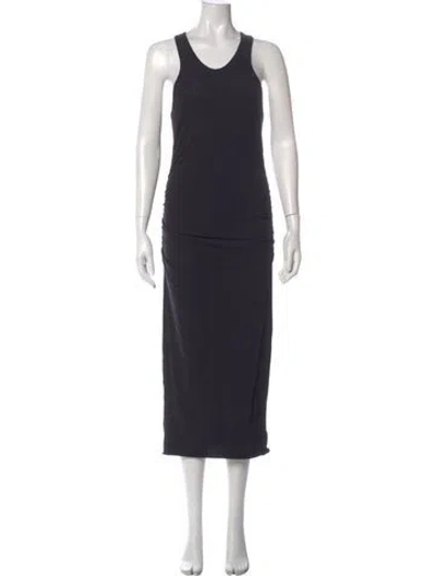 Pre-owned James Perse Scoop Neck Midi Length Dress In Blue