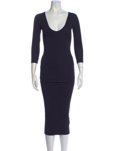 Pre-owned James Perse Scoop Neck Midi Length Dress In Blue