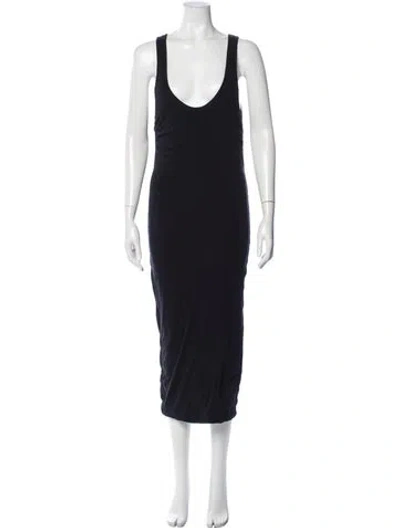 Pre-owned James Perse Scoop Neck Midi Length Dress In Blue