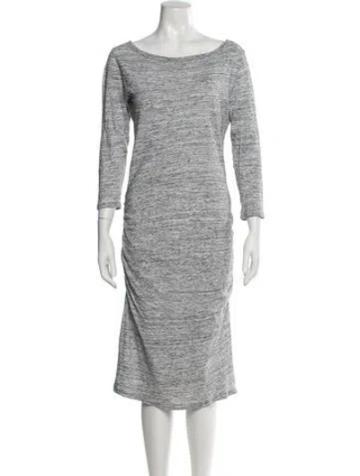 Pre-owned James Perse Scoop Neck Midi Length Dress In Blue