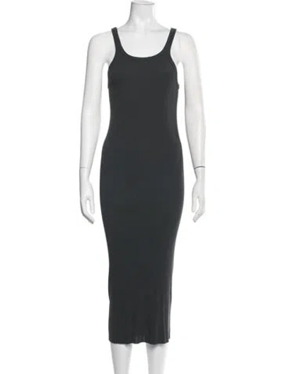 Pre-owned James Perse Scoop Neck Midi Length Dress In Blue