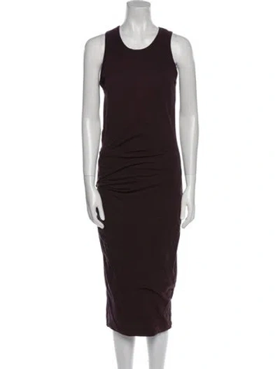 Pre-owned James Perse Scoop Neck Midi Length Dress In Brown
