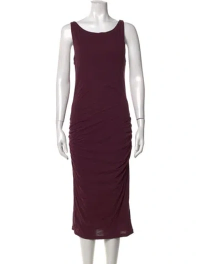 Pre-owned James Perse Scoop Neck Midi Length Dress In Burgundy