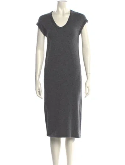 Pre-owned James Perse Scoop Neck Midi Length Dress In Gray