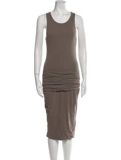 Pre-owned James Perse Scoop Neck Midi Length Dress In Gray