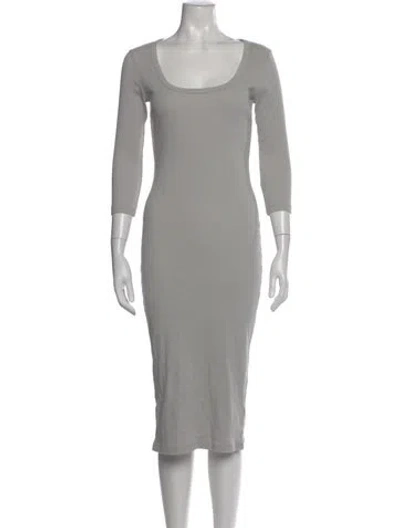 Pre-owned James Perse Scoop Neck Midi Length Dress In Gray