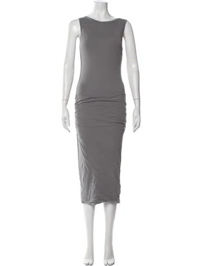 Pre-owned James Perse Scoop Neck Midi Length Dress In Gray