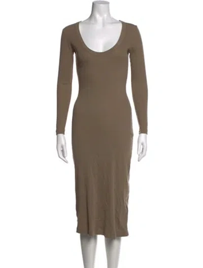 Pre-owned James Perse Scoop Neck Midi Length Dress In Green