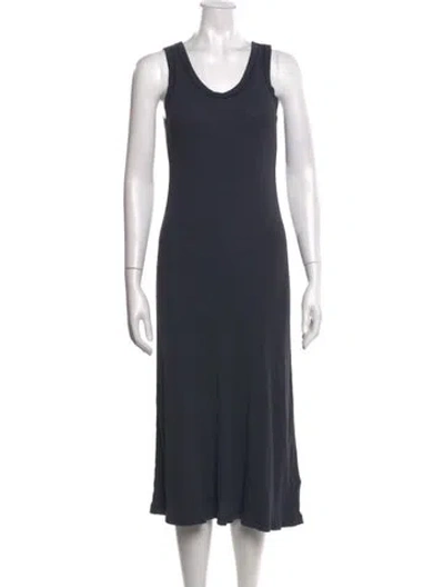 Pre-owned James Perse Scoop Neck Midi Length Dress In Grey