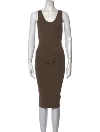 Pre-owned James Perse Scoop Neck Midi Length Dress In Grey