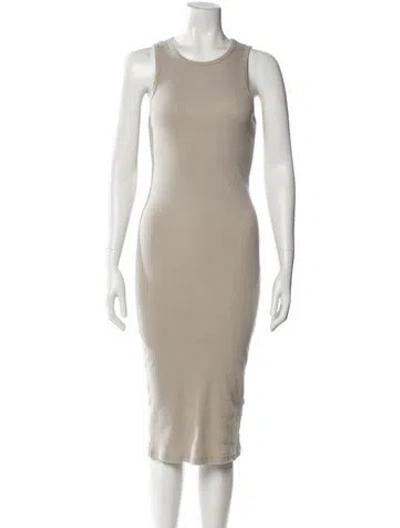 Pre-owned James Perse Scoop Neck Midi Length Dress In Neutral